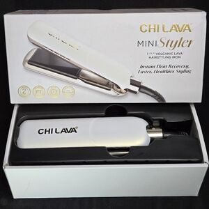 CHI LAVA Mini Styler 1.5" Volcanic Lava Hair Straightener - White